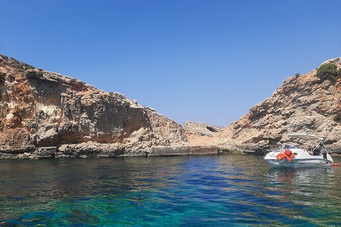 Boat Charters Blue lagoon, Crystal Lagoon, Comino, Malta 4hr trip - Santa Maria Bay and the short Santa Maria Caves visit