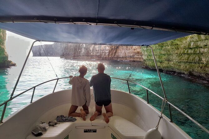 Full Day Private Boat Charters Malta: Blue Lagoon, Comino & Gozo - Ramla Bay and San Niklaw Bay: red sand and a slower shoreline