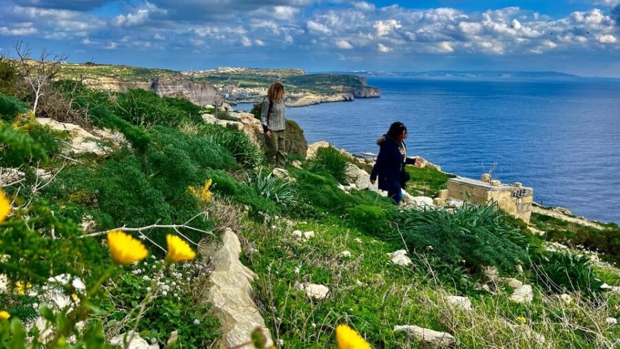 Gozo Unveiled: Guided Hiking in Gozo - The West - Toward Dwejra: aerial viewpoints, cave time, and Fungus Rock’s close-up