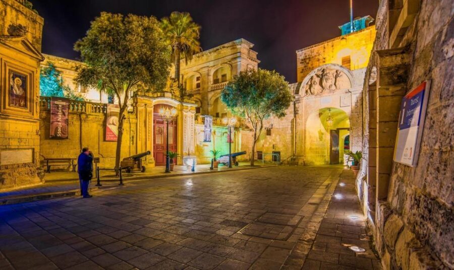 Mdina: Valletta Waterfront Area, Mdina, and Rabat Night Tour - Valletta Waterfront promenade: the 18th-century warehouses with color-coded door stories