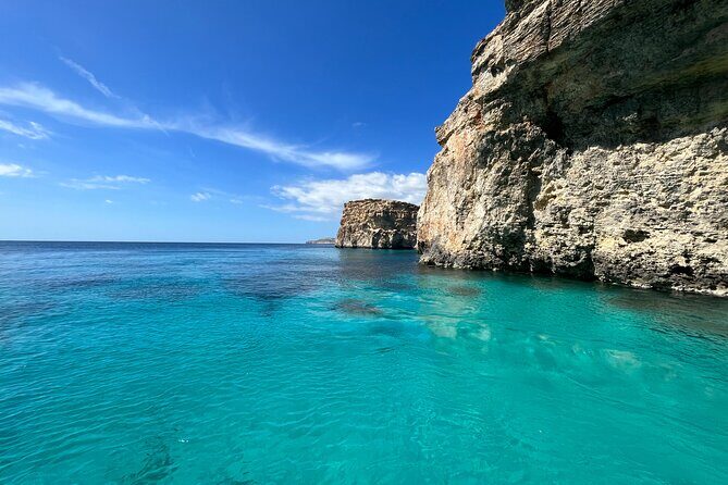 Private Boat Charter Blue Lagoon Crystal Lagoon and Comino - L-Ghar ta’ Bla Saqaf: a cliff-and-cave stop that adds variety